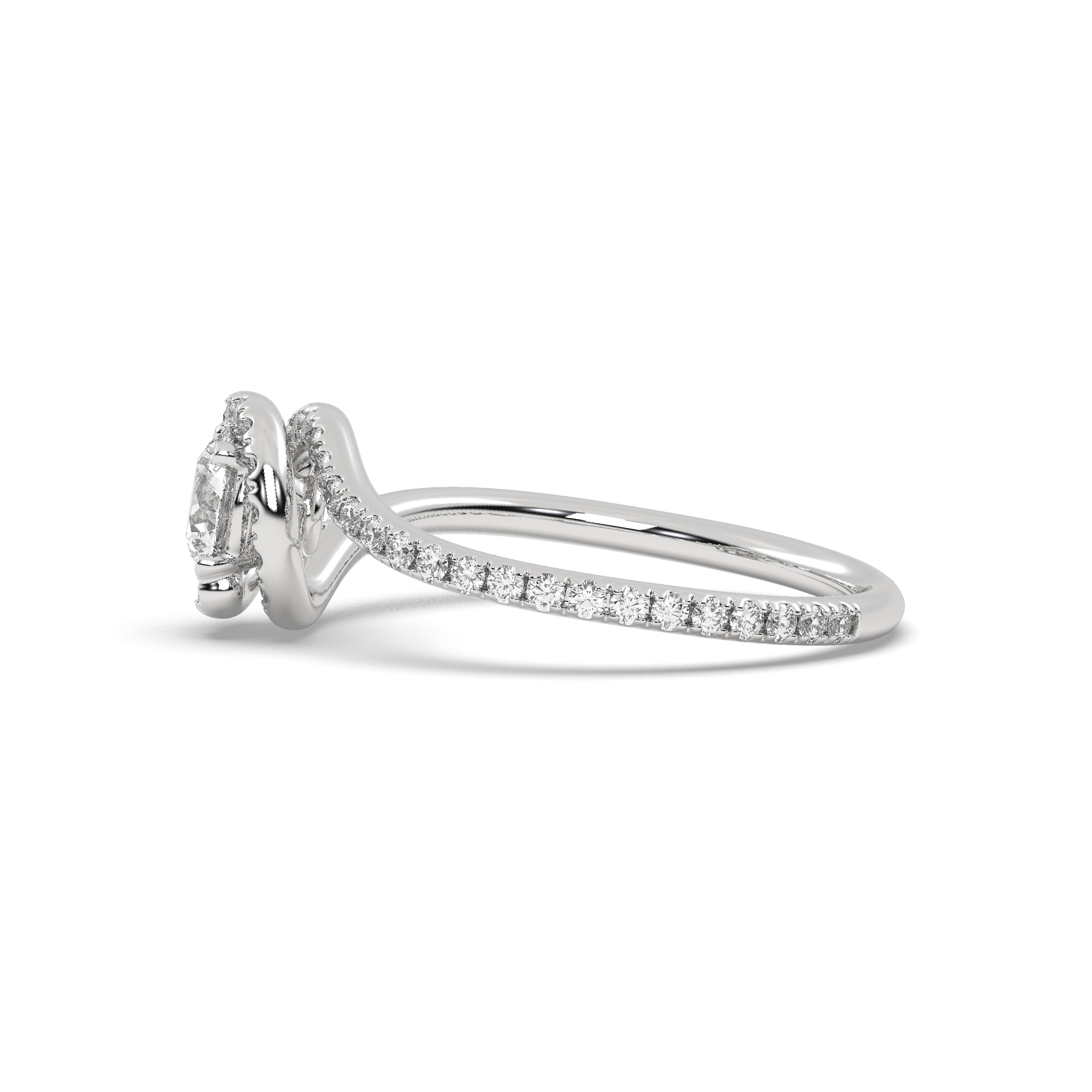 White Gold Studded 1.19 Carat Lab Grown Diamond Ring-G Color VS2 Clarity.